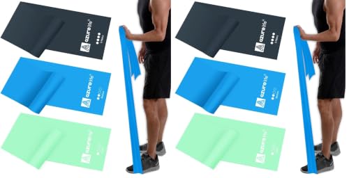 A AZURELIFE Resistance Bands,Professional Long Non-Latex Elastic Stretch Bands,Exercise Bands for Physical Therapy, Yoga, Pilates, Rehab, at-Home or The Gym Workouts, Strength Training - color: Green, Blue, Gray, size: 5-FT (Pack of 2)