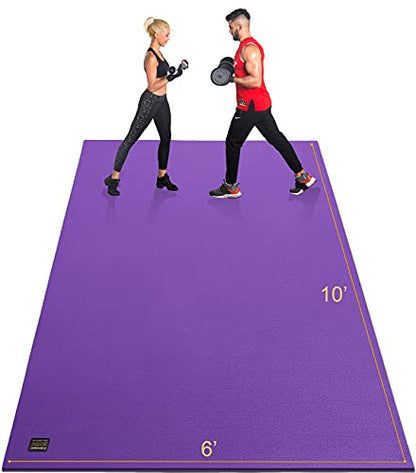 GXMMAT Extra Large Exercise Mat 16'x6'/12'x6'/10'x6'/8'x6'(7mm) - color: Purple Grey, size: 6*10 FT