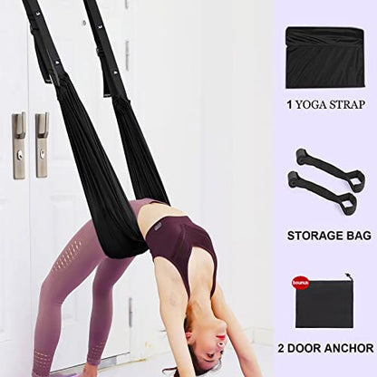 Tchrules Leg Stretcher Strap, Backbend Training Belt with Door Anchor, Flexibility Trainer Stretching Equipment Assist Stretch Strap for Fitness Gymnastics Dance Aerial Yoga Ballet - color: Black