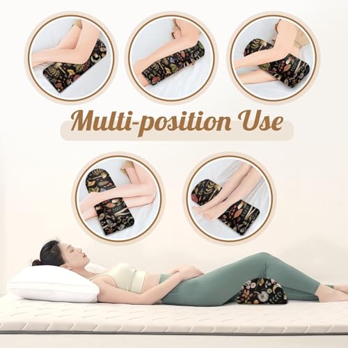 Knee Pillow for Back Sleeping – Half Moon Bolster Pillow for Legs,Under Knee While Sleeping Support, Leg & Back Pain Relief (21.5x9x5 Inches),Machine Washable Cover - color: Black Red