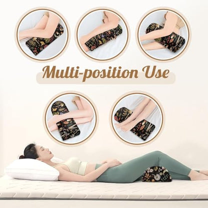Knee Pillow for Back Sleeping – Half Moon Bolster Pillow for Legs,Under Knee While Sleeping Support, Leg & Back Pain Relief (21.5x9x5 Inches),Machine Washable Cover - color: Black Red