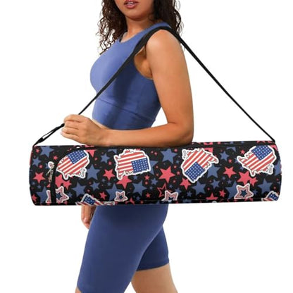 Yoga Mat Bag for Women & Men Full-Zip Yoga Mat Carrier Bag for Class Workout Park with Adjustable Strap - color: American Map