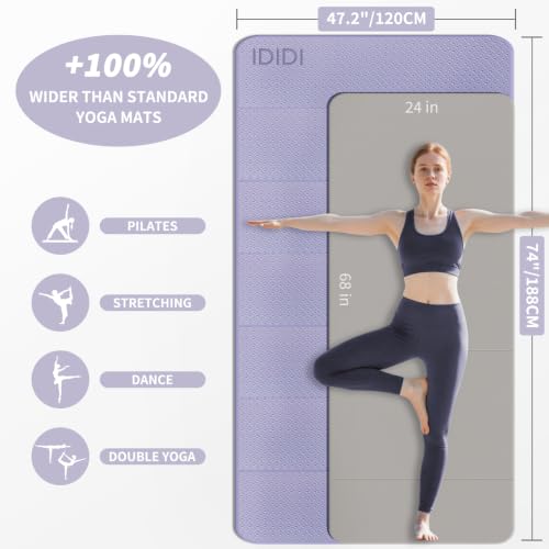 Foldable Yoga Mat Extra Large (74.0" x 47.2" x 0.4") | Double-Sided Non-Slip,Extra Wide Foldable Design,10mm Extra Thick ,Exercise Mat for Gym, Studio, Travel, Home Use - color: Light Purple