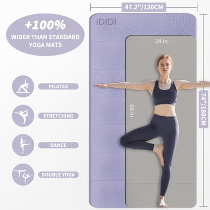 Foldable Yoga Mat Extra Large (74.0" x 47.2" x 0.4") | Double-Sided Non-Slip,Extra Wide Foldable Design,10mm Extra Thick ,Exercise Mat for Gym, Studio, Travel, Home Use - color: Light Purple
