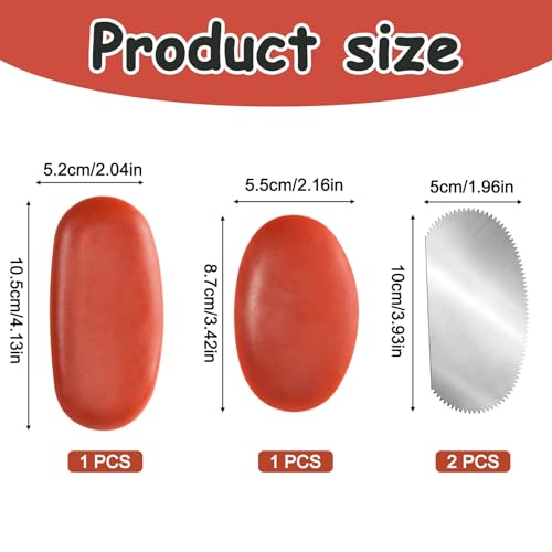 2 Sizes Rubber Pottery Clay Ribs + 2 Pcs Ceramics Serrated Rib Pottery Tools Metal Clay Scraper Serrated Scraper Sculpture Cutter Crafts Tool Ceramics Tool Kit for Texturing Artists Modeling Potter