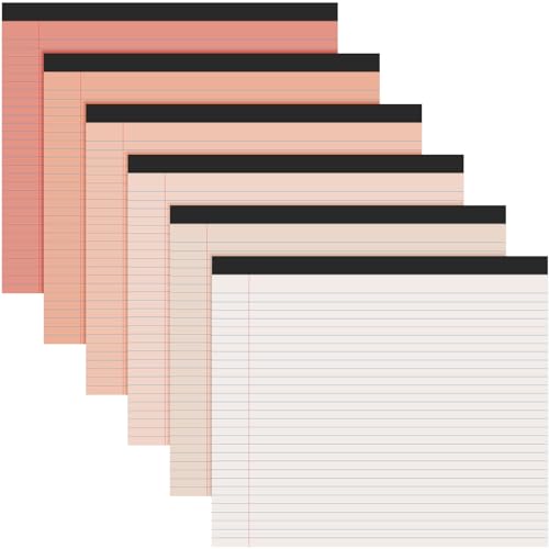 6 Pcs 11" x 9.5" Legal Pads College Ruled Notepad Landscape Notebook Horizontal Lined Notebook 80 Gsm Assorted Colors Paper Pastel Writing Pads for School Office, 40 Sheet (Gradient Orange) - color: Gradient Orange