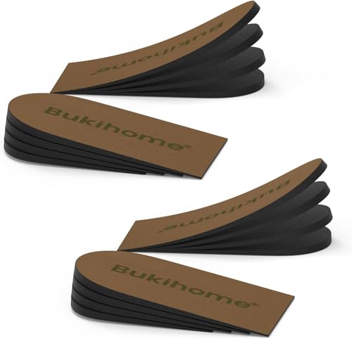Adjustable Heel Lift Inserts for Shoes - Bukihome Orthopedic Shoe Lift for Uneven Legs 4 Layers Height Increase Insole for Heel Pain,Heel Spur,Achilles Tendonitis(Brown,Large,2Pairs) - color: Brown, size: Large (Pack of 4)