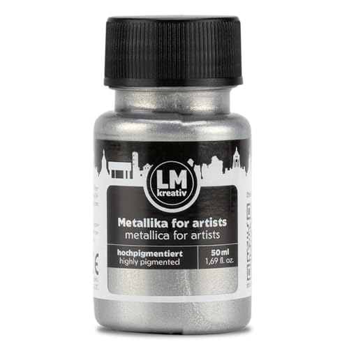 Metallic Acrylic Paint 1.69 fl oz - Silver - Premium Metallic Paint for Artists and Crafters. High Coverage, Lightfast & Durable. Ideal for Canvas, Wood, Ceramic & More - color: Silver