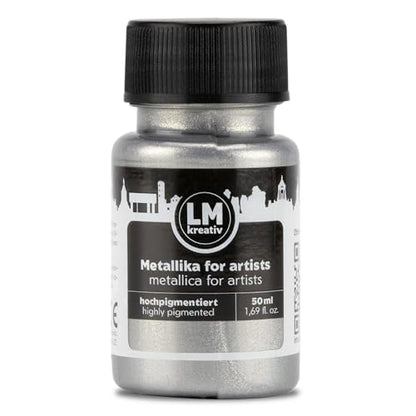 Metallic Acrylic Paint 1.69 fl oz - Silver - Premium Metallic Paint for Artists and Crafters. High Coverage, Lightfast & Durable. Ideal for Canvas, Wood, Ceramic & More - color: Silver