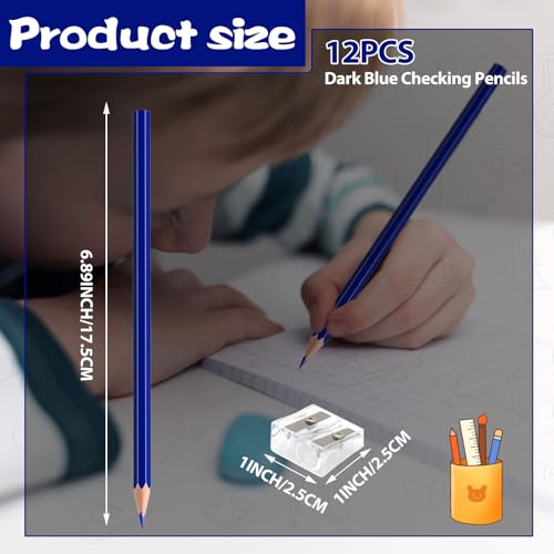12 Pack Dark Blue Colored Pencils for Kids, Pre-sharpened Art Pencils Back to School Supplies Set, Drawing Sketching Pencils for Students, Teachers, Classroom - color: darkblue