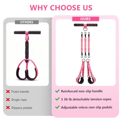 Pedal Resistance Band with Handle, Upgraded 6-Tube Exercise Bands - color: Upgraded Pink