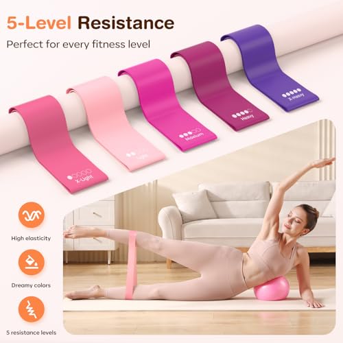 Pilates Kit 13Pcs Home Pilates Essentials Workout Kit with 13" Ring, 10" Ball and Resistance Bands for Women at Home Pilates Equipment Set for Beginners