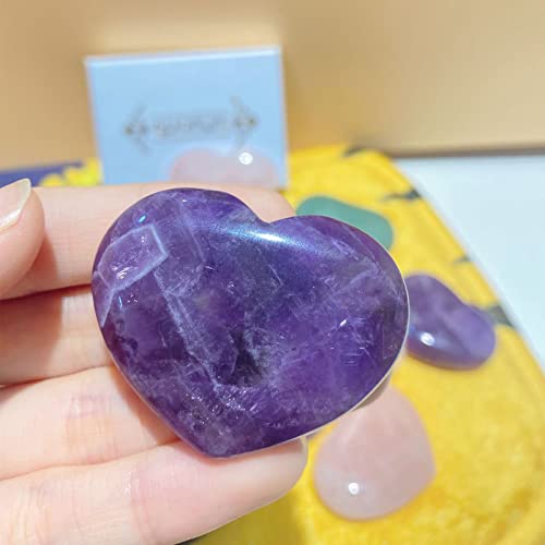 QINJIEJIE 1.8" Large Amethyst Stones Heart Healing Crystals Gemstone - color: Z - 1.8" Large - Amethyst Heart