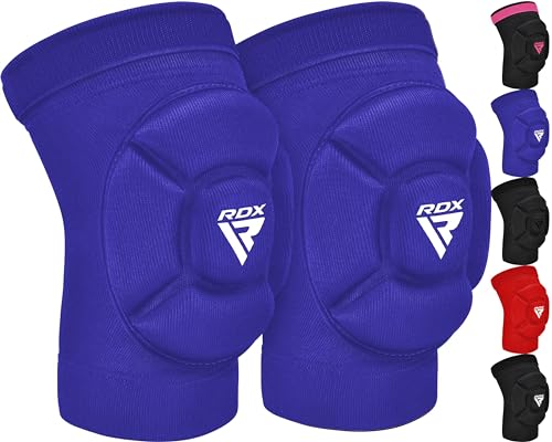 RDX Knee Pads for Work, Oeko TEX Certified, Anti-Slip Protective Thick Padded Foam Pad, Collision Avoidance Sleeves Pair, MMA Muay Thai Grappling Volleyball Football Wrestling Gardening. - color: BLUE, size: Large