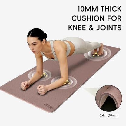 WEILA Extra Thick 10mm Yoga Mat,76"x28" Dual-Color TPE with Carry Strap - color: Brown & Apricot