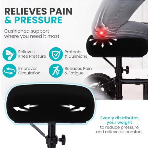 Vive Mobility Knee Scooter Pad Cover - Soft Adult Sheepskin Memory Foam - color: Black