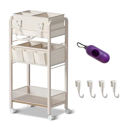 Baby Diaper Caddy Organizer and Storage,2In1 Baby Cart Organizer-Baby Diaper Caddy+3 Tier Rolling Cart for Baby Nursery,Baby Bedside Cart,Easy Assembly,Beige - color: Beige
