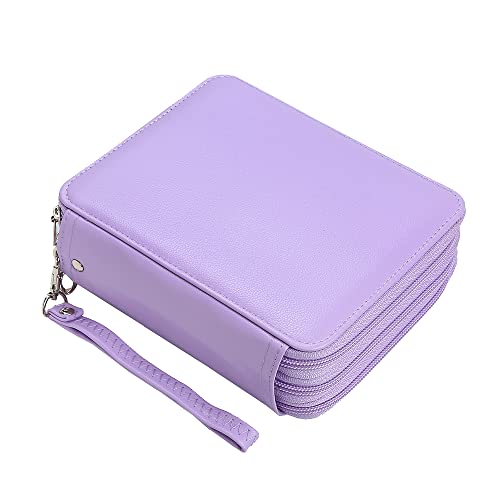 72 Slots Pencil Case Organizer w/Removal Handle Strap | 3-Layer Zipped Pencils Box Large for Colored Pencils Watercolor Pencils for Office and Travel for Artist - color: Purple