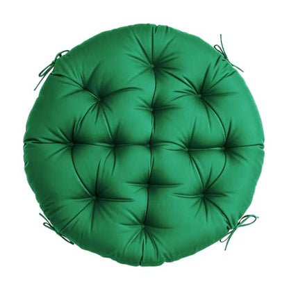 47" Round Tufted Floor Cushion, Thick Meditation Papasan with Ties - color: Invisible Green