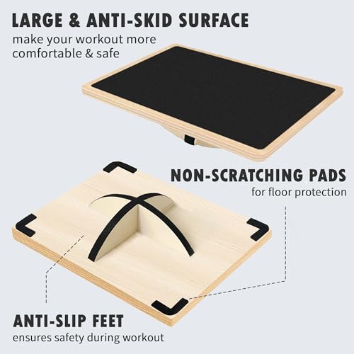 Balance Board Professional Wobble Board for Adults Anti-Slip for Physical Therapy Standing Desk Core Strength Wooden Rocker Board(350LBS) - size: 360° Balance Board (Wooden)