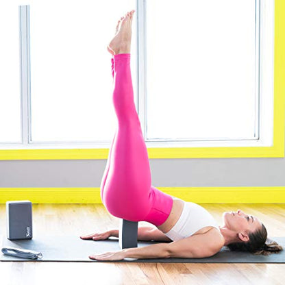 Yoga Blocks (2) with 6ft Yoga Strap – High Density EVA Foam Blocks for Stretching, Balance, Pilates, Dancers, Flexibility – Improve Strength, Aid Flexibility & Support Deepen Poses