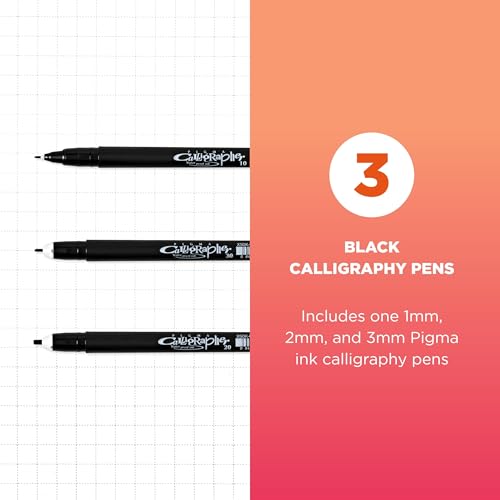 SAKURA 50319 3-Piece Pigma Blister Card Calligrapher Pen Set, Black | Archival Black Ink Pens, For Lettering and Modern Calligraphy, Assorted Nib Sizes for Varied Line Widths and Styles - style: 3-PC Black Set