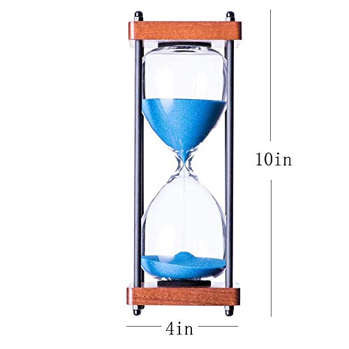 Large Hourglass Timer 60 Minute, Decorative Wooden Sandglass, Blue - color: Blue Sand