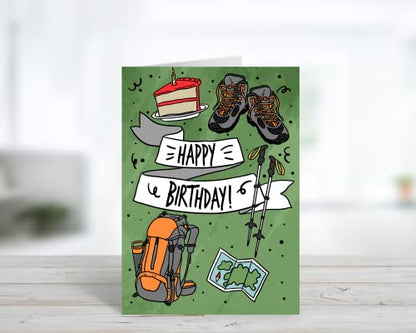 Happy Birthday Hiker | Adventurer Birthday Card | Hiking and Camping Outdoors Card - style: Hiking | Outdoor