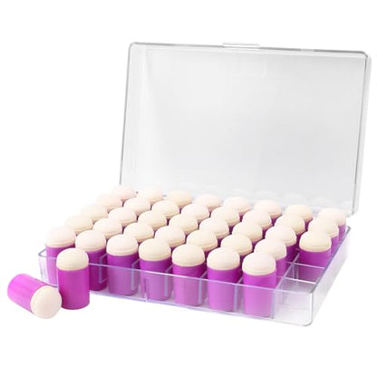 40 Pieces Sponge Daubers W/Storage Case - Handy Finger Daubers for Applying and Spreading Ink, Paint, Glue & More - Providing Excellent Detail Control and Precision - color: Purple
