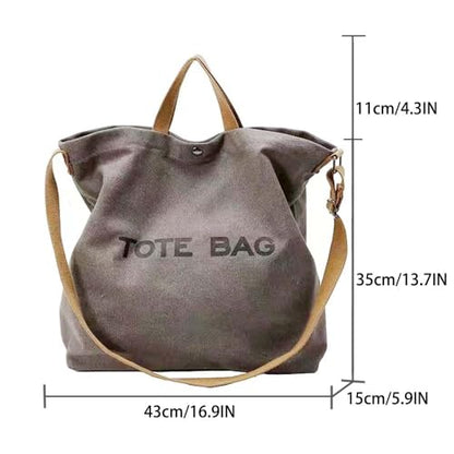 Canvas Retro Tote Bag - Large Capacity Commuter Handbag and Shoulder Bag - color: Khaki