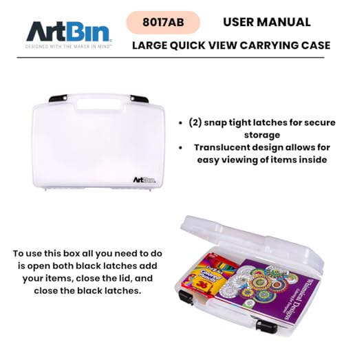 ArtBin 8017AB 17 inch Quick View Carrying Case, Portable Art & Craft Organizer with Handle, [1] Plastic Storage Case, Translucent - size: 17 inch - Standard