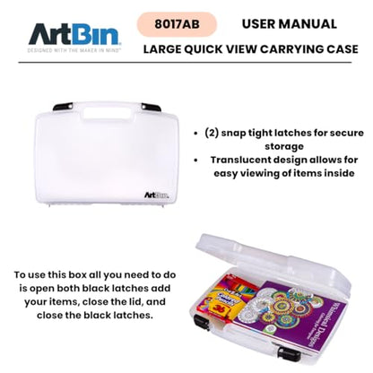 ArtBin 8017AB 17 inch Quick View Carrying Case, Portable Art & Craft Organizer with Handle, [1] Plastic Storage Case, Translucent - size: 17 inch - Standard