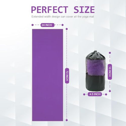 Hot Yoga Towel - Microfiber Non Slip Yoga Mat Towel with Grip Dot Sweat Absorbent Towel for Hot Yoga, Pilates and Fitness 72" x 24", Purple