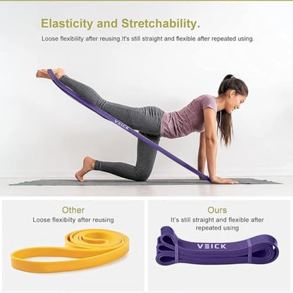 VEICK Pull Up Assist Resistance Bands for Home Gym | 100% Natural Latex, Non Slip Leather Texture, Space Saving, Full Body Training for Men Women - color: Colorful Set of 5 + Hand Grip Pads