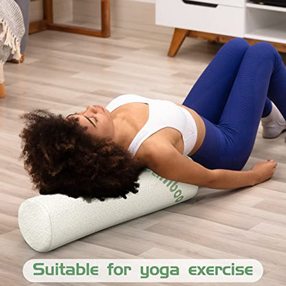 Bucherry 3 Pack Cervical Neck Roll Memory Foam Pillow Cylinder Bolster Pillow for Bed Round Neck Support with Removable Washable Cover for Sleeping Travel Yoga Legs Back Lumbar(18 x 4 Inches) - size: 18 x 4 Inches