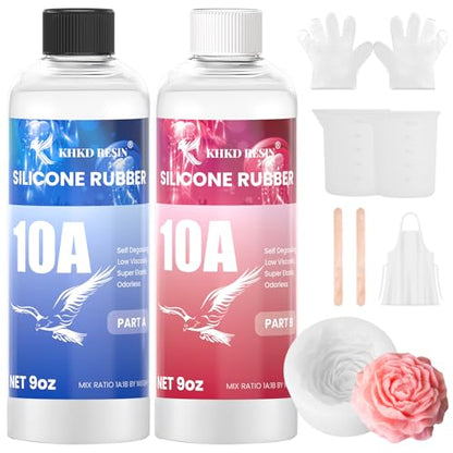 Silicone Mold Making Kit 18OZ, 10A Liquid Silicone | Translucent Clear, 1:1 Mixing Ratio, Bubble-free, Easy Demold, Fast 4 Hour Cure for Perfect Resin Molds - size: 18 OZ