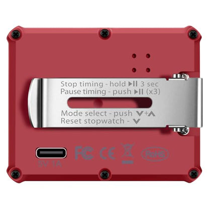 Digital Interval Timer, Stopwatch with Backlight, USB-C Rechargeable Clock, Red - color: Red