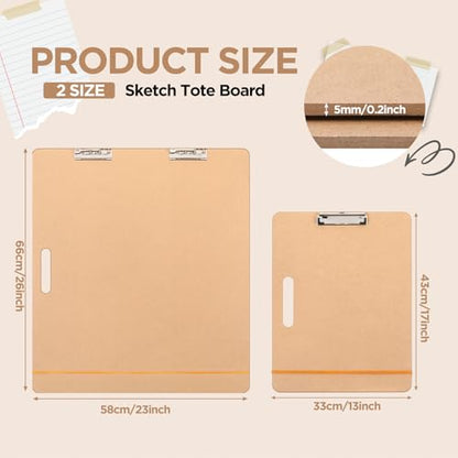 13"x17" & 23"x26" Sketch Board Set Artists Drawing Clipboards with Handle Drawing Tote Board for Sketching & Watercolor with Sturdy Clip and Elastic Bands Portable Art Clipboard for Painting