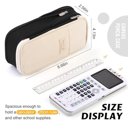 EASTHILL Big Capacity Pencil Pen Case Office College School Large Storage High Capacity Bag Pouch Holder Box Organizer Black White - color: Black White