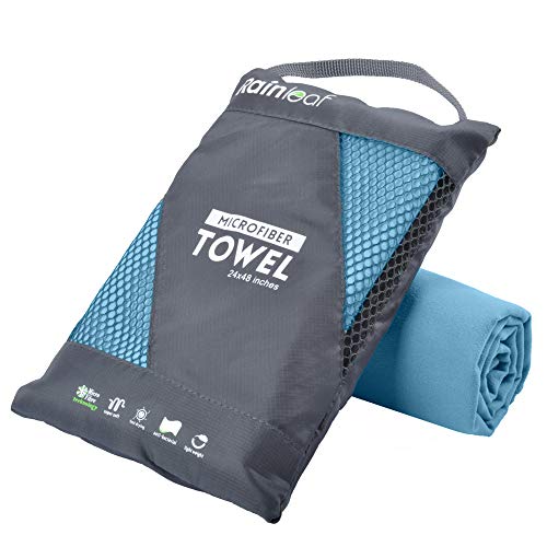 Rainleaf Microfiber Towel Quick Dry Camping & Travel & Gym Towel. Compact | Super Absorbent, Lightweight, Fast Drying. Suitable for Beach, Bath, Backpacking, Hiking, Swim. - color: Marine Blue, size: 60.00" x 30.00"