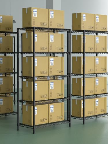 Golpart 5Tier Adjustable Storage Shelves Metal Wire Shelving Standing Shelf - color: Black, size: 5-tier-18"Dx36"Wx72"H