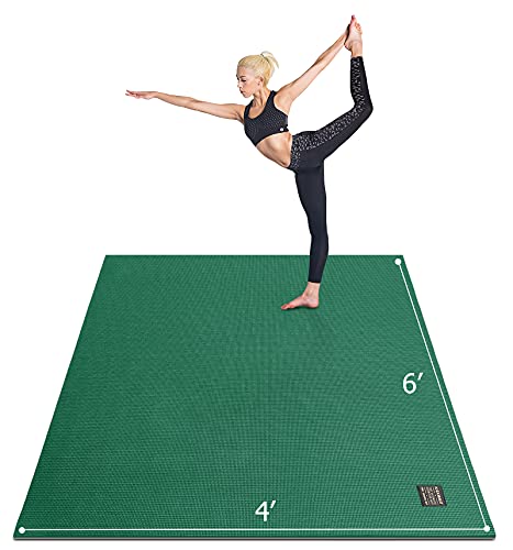GXMMAT Large Yoga Mat 6'x4'/6'x6'(7mm) & 7'x5'(9mm) - color: Green Jasper, size: 6*4 FT