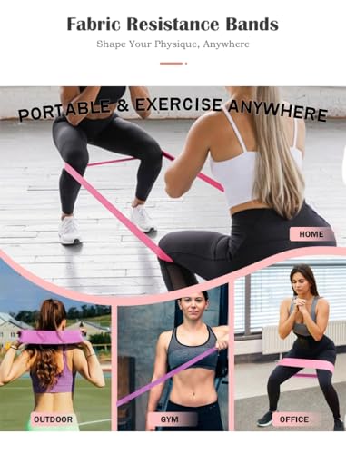 Premium Fabric Resistance Bands Set for Women (3-Pack or 6-Pack) – Non-Slip Workout Bands for Glutes, Legs & Hips – Elastic Booty Bands with Carry Bag, Ideal for Home Fitness, Yoga & Pilates
