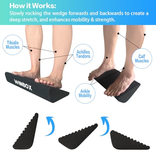 Squat Wedge and Slant Board for Calf Stretching, Foot Stretcher for Physical Therapy, Calf Stretcher for Improving Mobility Balance and Strength Performance