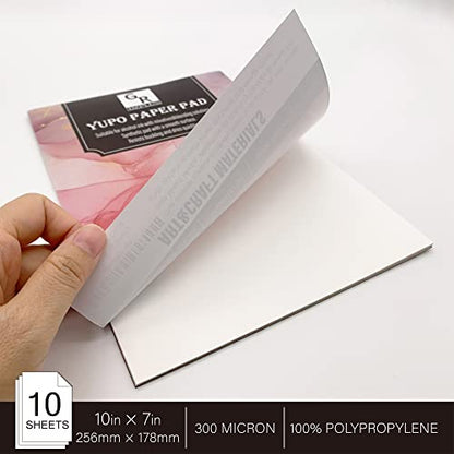 Yupo Paper 10 Sheets,Heavy white paper for alcohol based ink | 10-inch x 7-inch | 250GSM