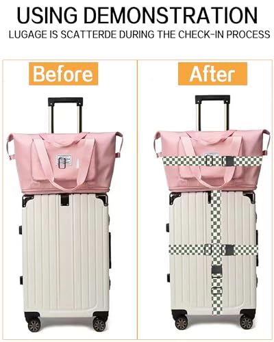 Luggage Straps for Suitcases, Adjustable Travel Belt, Durable Wide Luggage Strap, Cute Suitcase Strap Identifiers with Buckle, Bag Straps for Luggage, Green White Plaid - color: Green White Plaid