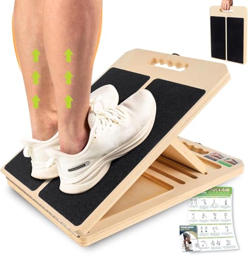 Slant Board 5 Angles Adjustable Incline Board Calf Stretching Portable Wooden Slant Board Non-Slip Incline Wedge Stretcher Squats Physical Therapy Foot Leg Knees Toes Heel Ankle Mobility Training
