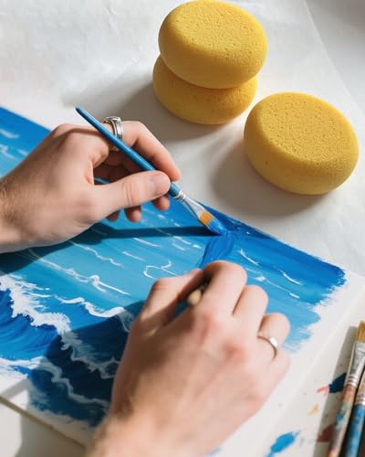 WAFJAMF 12 Pcs 3 Inch Round Painting Sponge Artist Pottery Clay Art Crafts | Synthetic reusable elasticity soft yellow sponges for acrylic watercolor face, ceramics sculpting, leather care & shoes - size: 12 Pcs