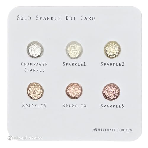 IUILE Handmade Watercolor Paints - Gold Sparkle Dot Card (6 colors). Metallic, Shiny, Shimmer - color: Gold Sparkle Dot