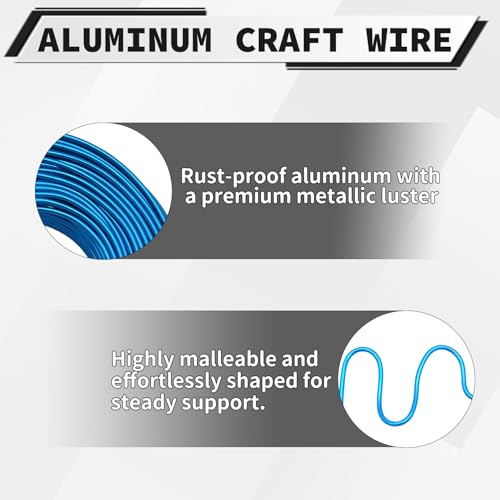 9 Gauge Aluminum Craft Wire, 100 Feet 3mm Bendable Metal Wire for Jewelry Making, Sculpting and Floral Design, Soft Armature Wire for DIY Crafts (Aqua Blue) - size: 9 Gauge(3mm), style: Aqua Blue